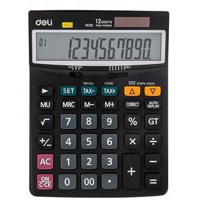 DeliE1630電卓-120ステップチェック税電卓12ビット-バッテリーおよびソーラーデュアルパワー事務用品 - Product Image 2