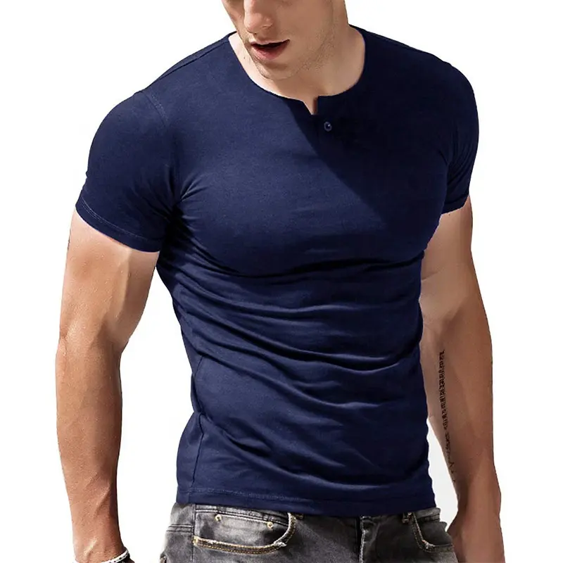 A basso prezzo di buona qualità abbigliamento a maniche corte top Slim Fit Muscle Sport Wear moda estiva Casual da uomo in bianco T Shirt