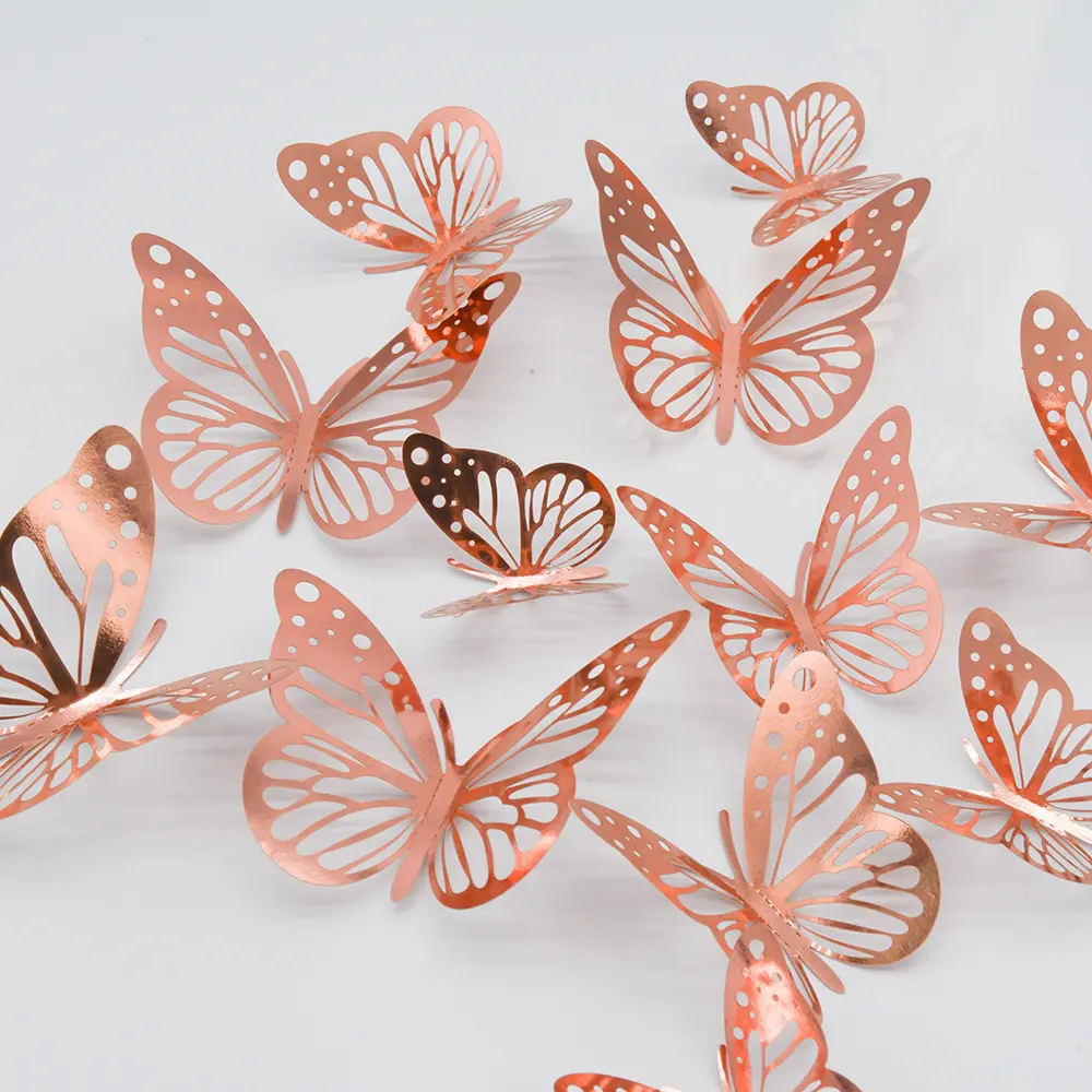 Dekorasi kue kupu-kupu 3D perlengkapan dekorasi kue untuk pesta selamat ulang tahun penjual teratas 12 buah kartu pernikahan cinta Eropa