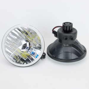5.75&quot; Circular Semi-enclosed Beam Headlamp 5.75 Inch Round Headlights With White/Amber <strong>LED</strong> Halo ADAPTS H4 Bulb - Product Image 1