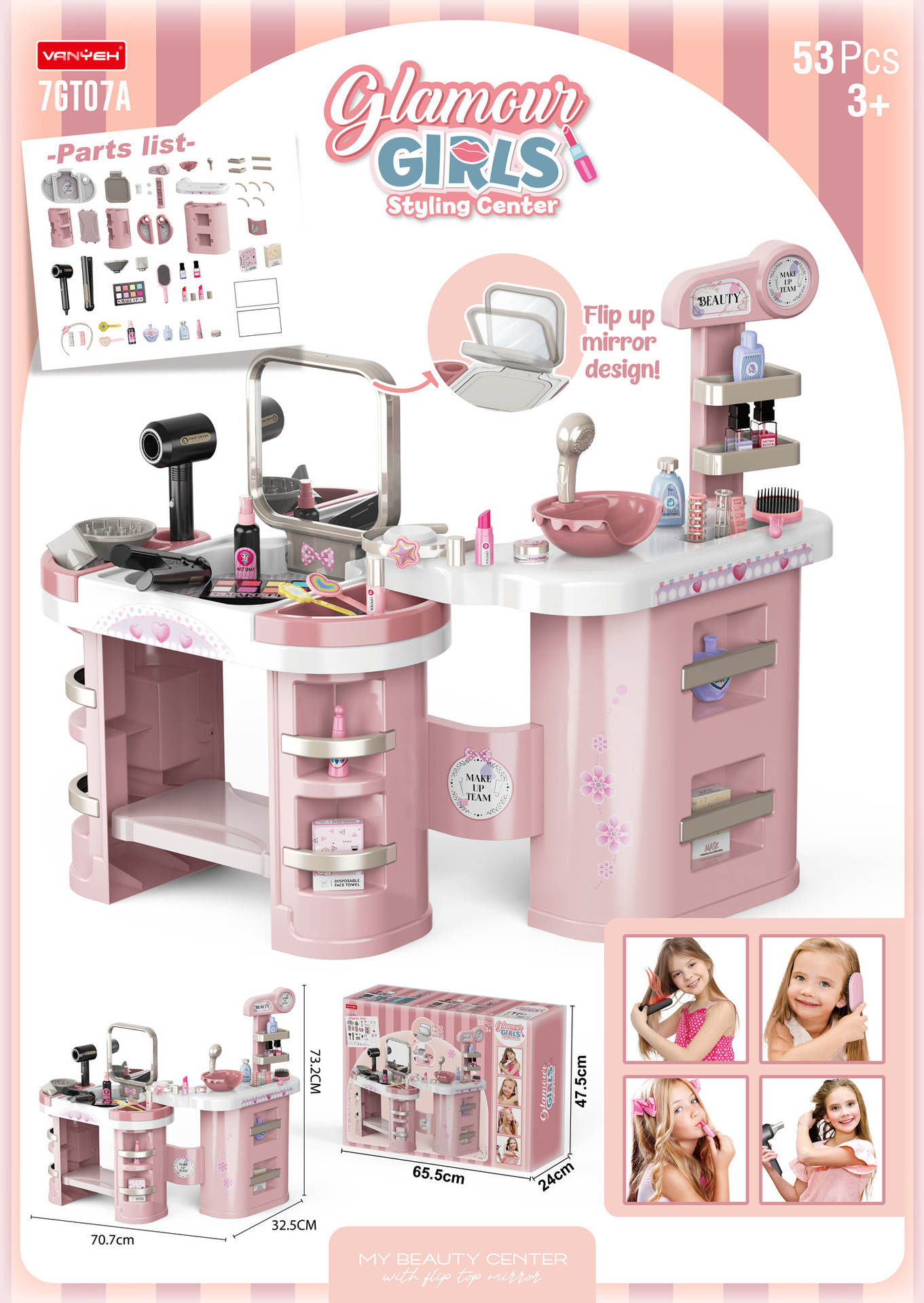 Table de coiffure 7GT07A - Boîte de 4 pièces