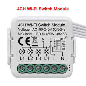 Sistema inteligente de automatización del hogar 100-240V AC Tuya Smart WiFi Módulo de mini interruptor de 4 canales con aplicación de control de PST-S04 - Product Image 4