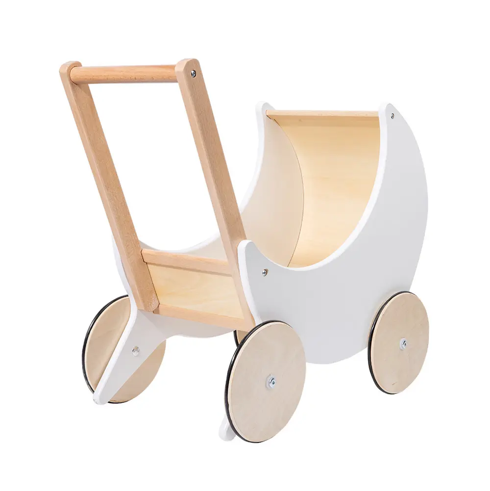 Groothandel Europese Stijl Houten Maan Vorm Baby Wandelwagen Winkelen Opbergwagen Speelgoed