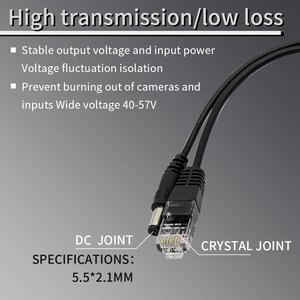 10/100mbpsパワーオーバーイーサネット48vから12v電源モジュールRj45アダプターケーブルコンバイナー48vPoeスプリッター (カメラ用) - Product Image 3