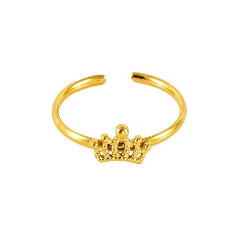 แหวนมงกุฎสแตนเลสแฟชั่นสไตล์ยุโรปใหม่เกรดสูงแหวนอเนกประสงค์ปรับได้18K