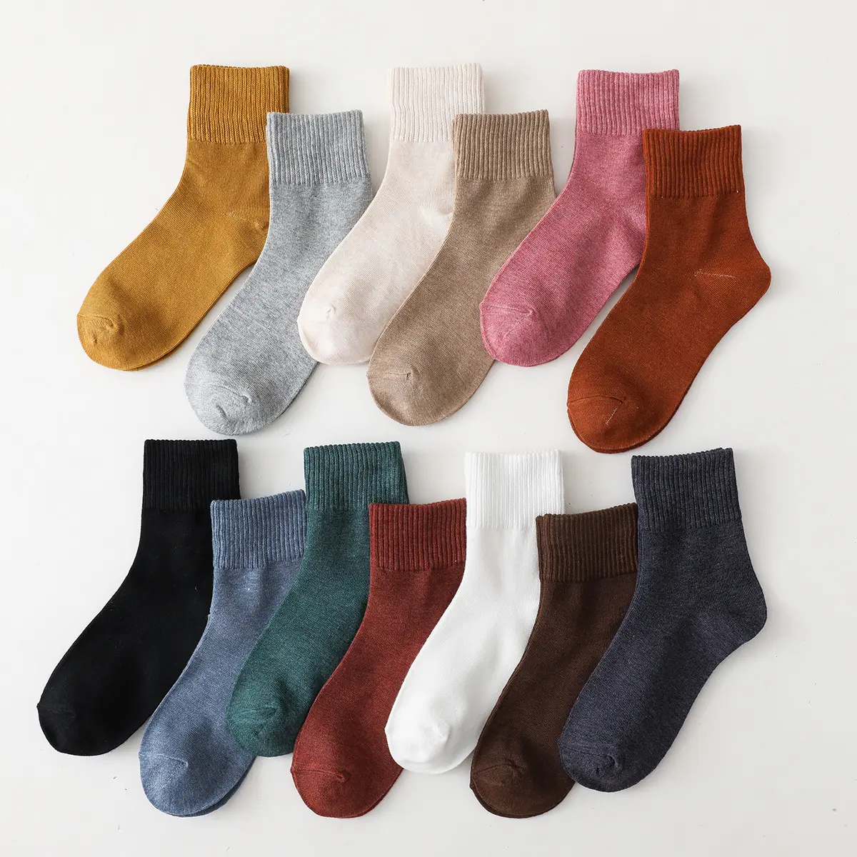 Осенние новые носки Универсальные однотонные носки из чистого хлопка дышащие впитывающие пот женские носки