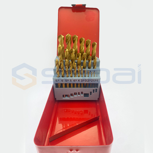 SUPAL铁盒19pcs <span class=keywords><strong>Din338</strong></span> 1.0-10毫米M35高速钢不锈钢硬金属钢钻孔用烤黄钴麻花钻头