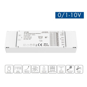 Controlador LED regulable PWM de 1 canal, fuente de alimentación de corriente constante para tira de LED, entrada de 100 ~ 240VAC, 12W, 0-10V, 1 V, 1 V, 10V