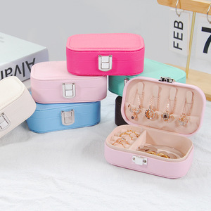 Macaron Schmucks cha tulle für Reisen Tragbare Ring Ohrringe Halskette Organizer <span class=keywords><strong>Double</strong></span> <span class=keywords><strong>Layer</strong></span> PU Leder Snap Button Vitrine