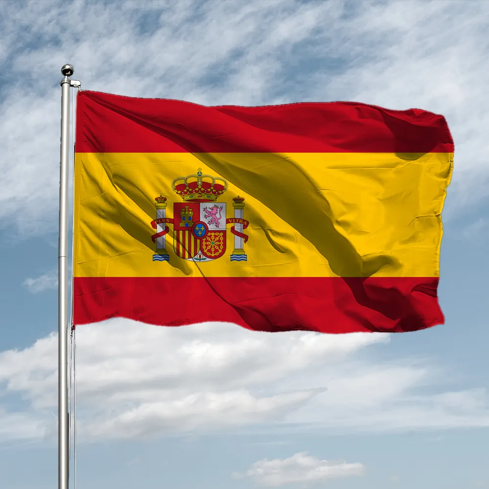 علم إسباني ، علم إسباني, علم إسباني بشحن مجاني ، 90x150 سنتيمتر من البوليستر ، لا يتلاشى ، ESP ES Espana ، علم إسباني ، راية للاحتفال ، أعلام كبيرة