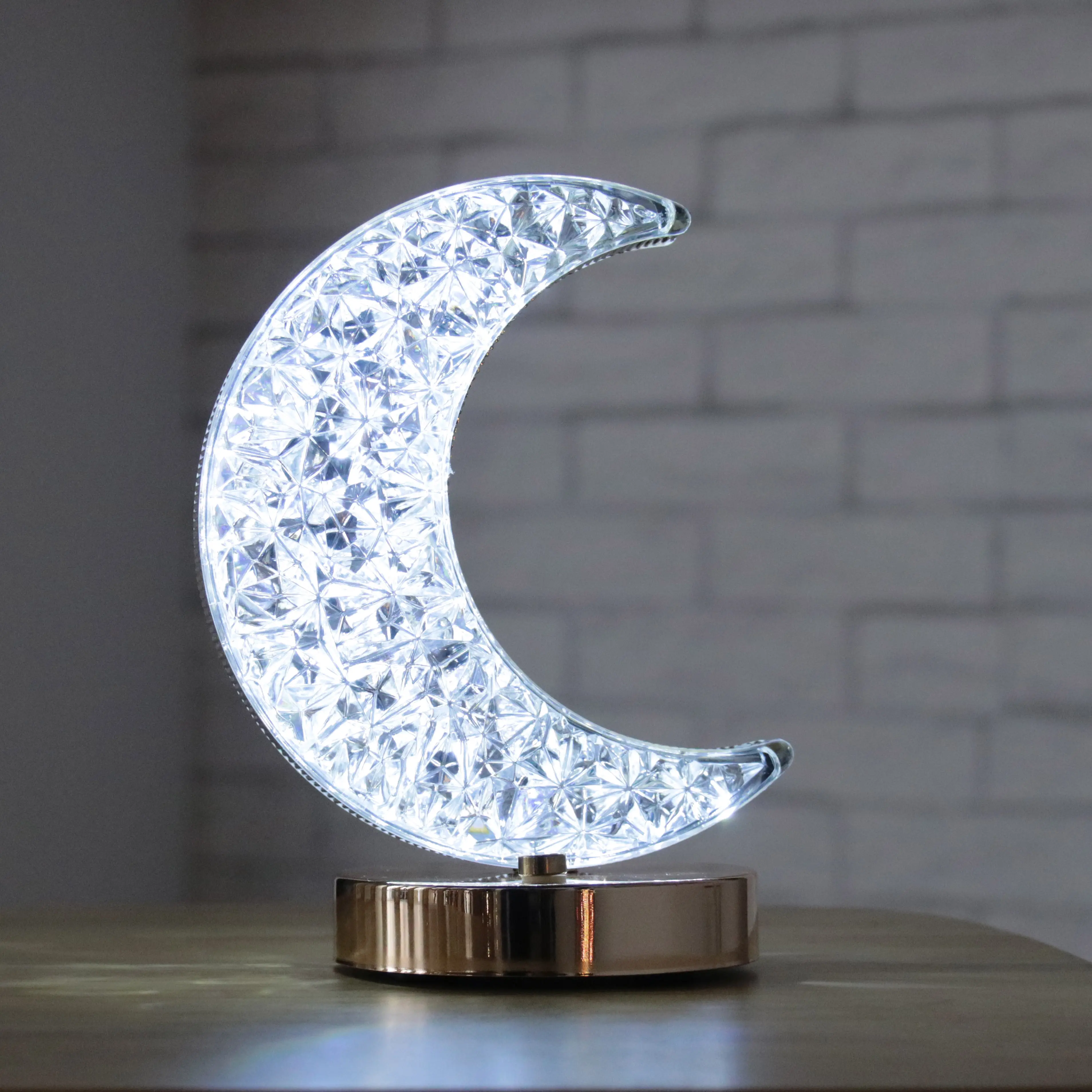 Lampu meja sentuh kristal LED Nordik, lampu malam samping tempat tidur kreatif akrilik untuk kamar tidur dan restoran