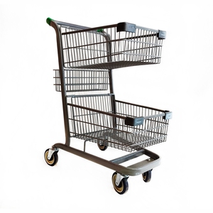 Chariot de supermarché en métal chromé de style européen, vente en gros - Product Image 1