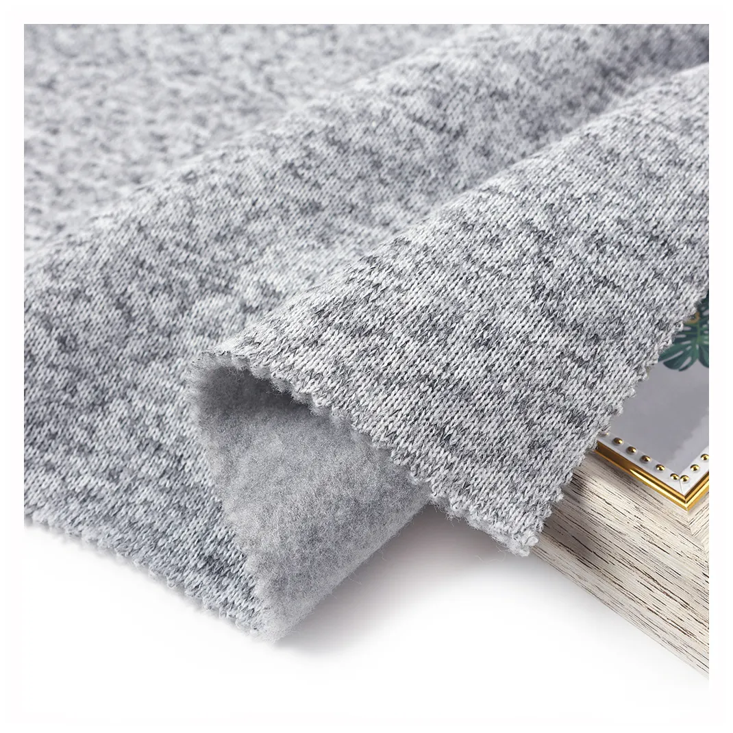 मिलावट कटियन 100% पॉलिएस्टर ध्रुवीय ऊन थर्मल Hacci बुना हुआ कपड़े दो टोन ठोस रंगे माइक्रो स्वेटर यार्न रंगे कपड़े
