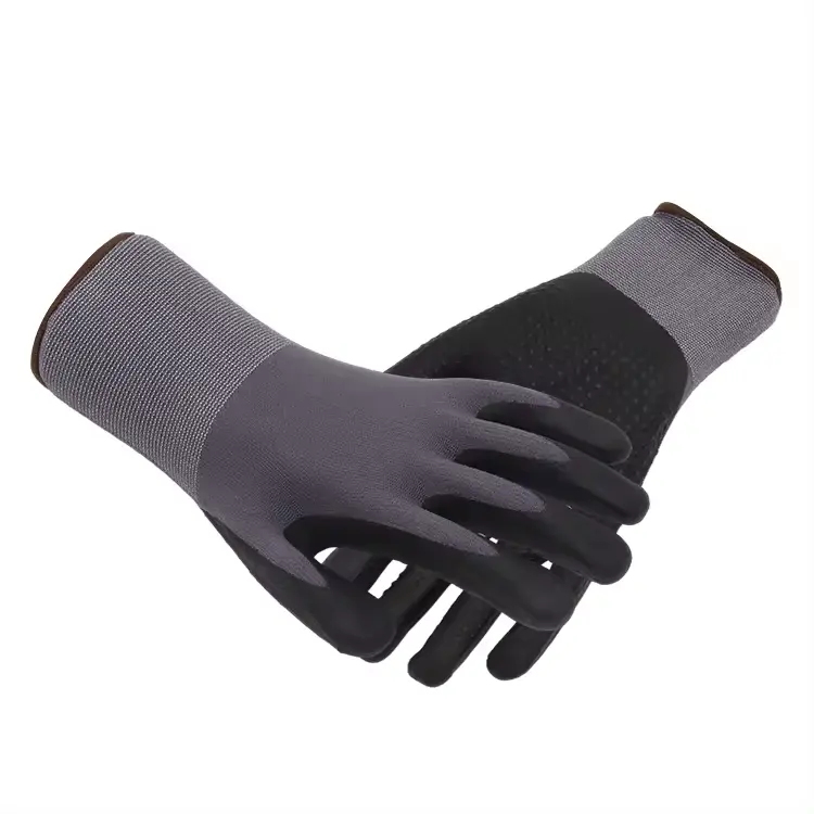 SunnyHope fabrika siyah nitril eldiven yüksek kalite kavrama eldiven sıcak satış koruyucu eldiven aşınma direnci