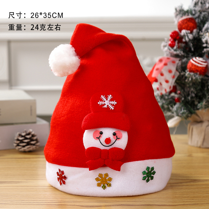 Dessin animé pour enfants non tissé velours chapeau de Noël style bonhomme de neige