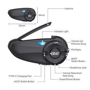 EJEAS Q7 Motor casco intercomunicador BT 5,1 motocicleta auriculares inalámbricos 800m interfono Altavoz manos libres Walkie casco Talkie - Product Image 4