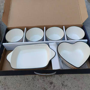 食品级圆形牢不可破陶瓷陶瓷餐具套装碗烤盘陶瓷餐具套装 - Product Image 4