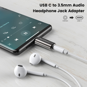 Usb-c至3.5耳机音频适配器类型-C至Aux加密狗电缆线USB类型C至3.5毫米耳机插孔适配器