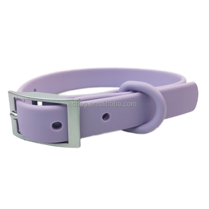 Collar de perro de PVC mate con diseño de macarrones coloridos, patrón sólido moderno con anillo en D a juego y remaches personalizados para gatos - Product Image 3