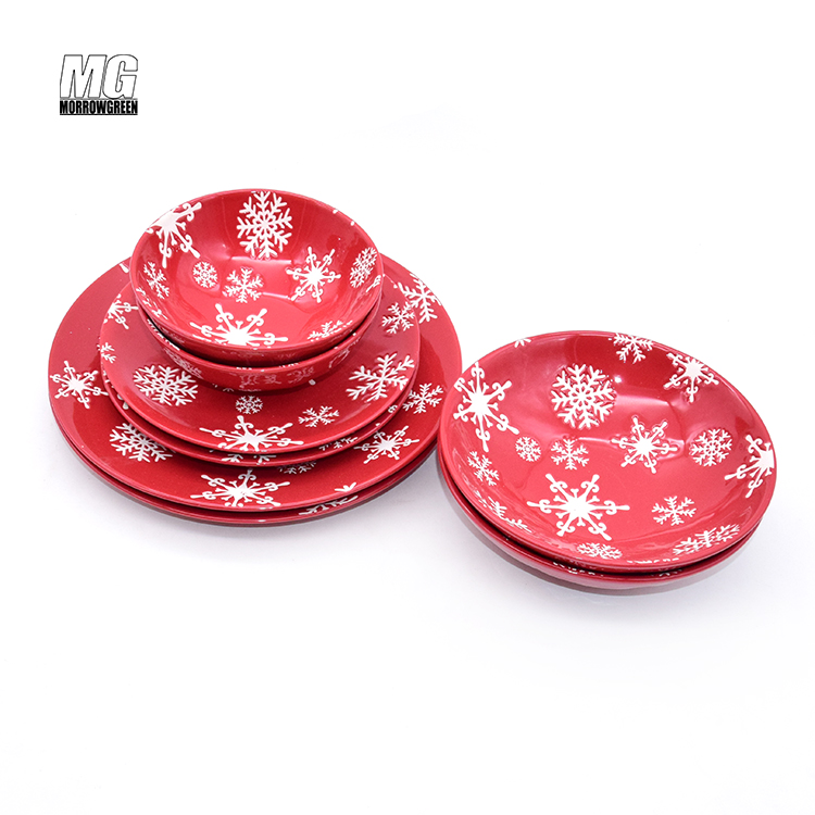Christmas Stoneware Porcelain dishes Sets New Arrived dishes Sets Classic Style Croctery ceramic dinner plates set of 6