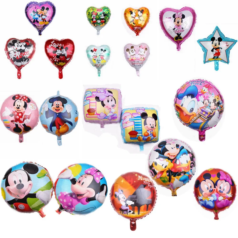 18 polegadas redondo amor em forma de coração mickey minnie mickey mouse don ald d uck balão crianças aniversário festa decoração