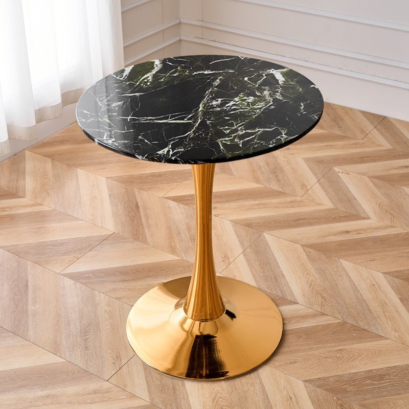 Jade verde - Mesa redonda - Soporte de cuerno con baño de oro