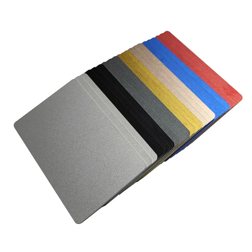 Tarjetas de visita personalizadas, placas de aluminio anodizado con chorro de arena, colorido, resistente a arañazos, 0,8mm, 1,0mm de grosor