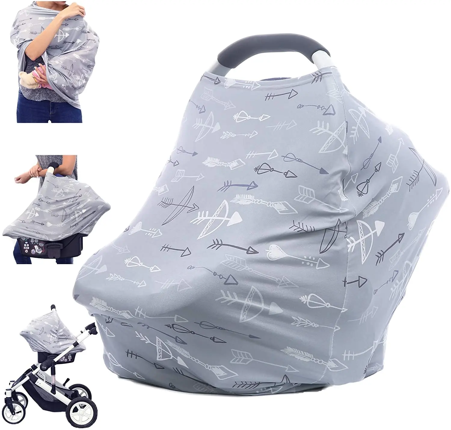 Cubierta para asiento de coche de bebé, bufanda de lactancia, OEM, tela de LICRA con patrón de origen, cubierta de lactancia para dar el pecho
