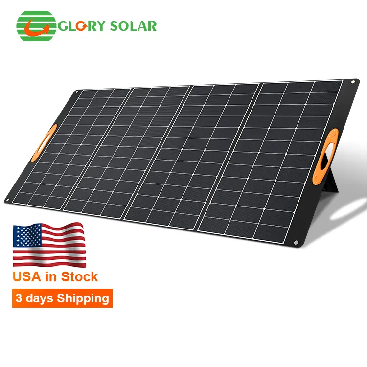 Pengiriman cepat panel surya 400w lipat portabel gudang AS panel surya 440w untuk generator stasiun daya penjelajah