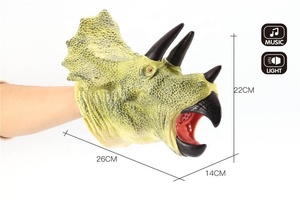 子供の恐竜モデルおもちゃ恐竜ハンドパペット親子インタラクティブおもちゃ光と音の柔らかい接着剤おもちゃ