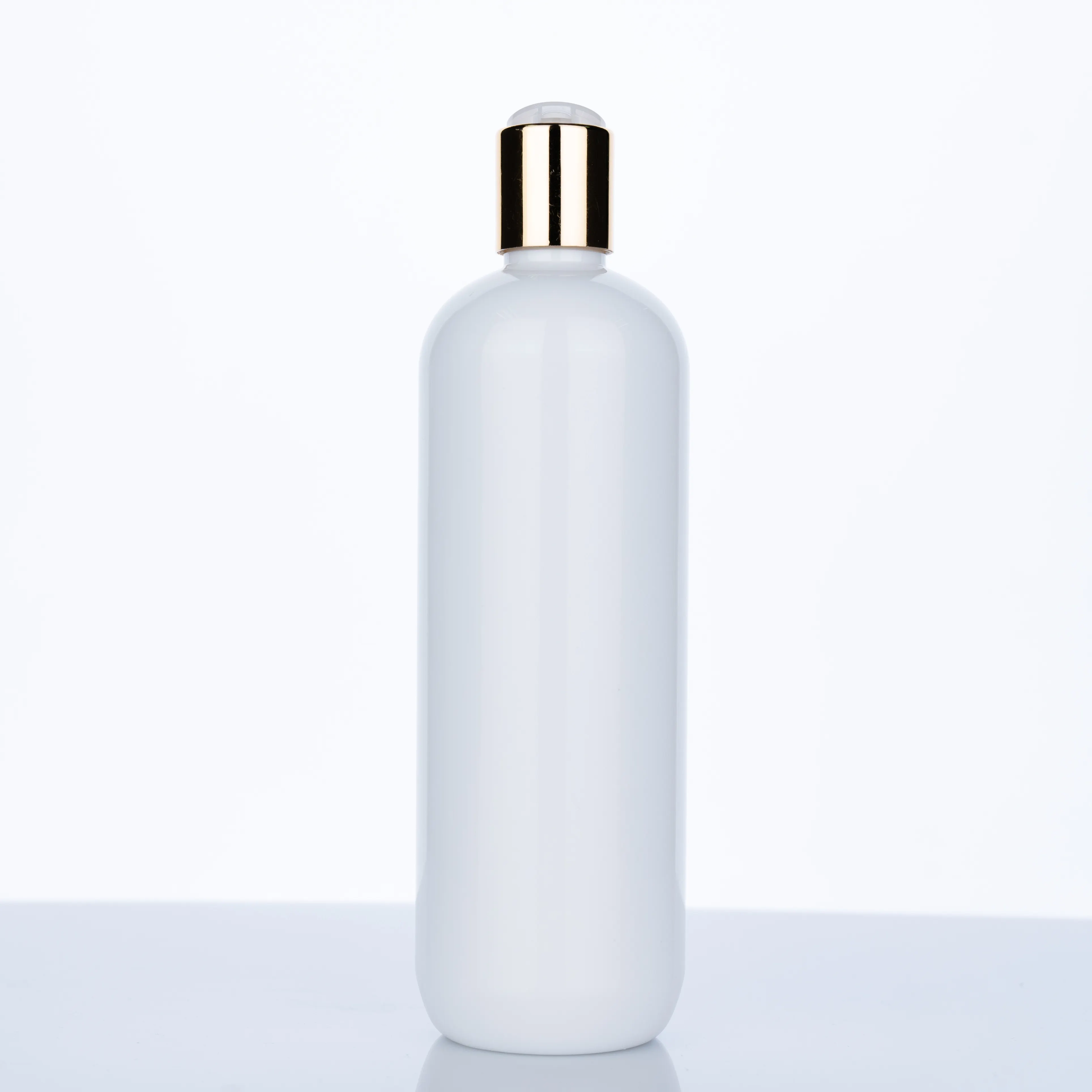 Botella redonda de plástico para el cuidado de la piel, recipiente de plástico con tapa abatible para loción, crema corporal, exprimidor de aceite, color blanco, 500ml