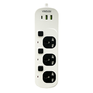 Toma de corriente con USB y tipo C, extensor de toma de corriente eléctrica de enchufe múltiple, enchufe de cable de extensión universal enchufe de 5 pines - Product Image 3