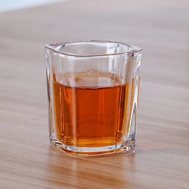Copas de cristal cuadradas populares, venta al por mayor, para whisky, tequila