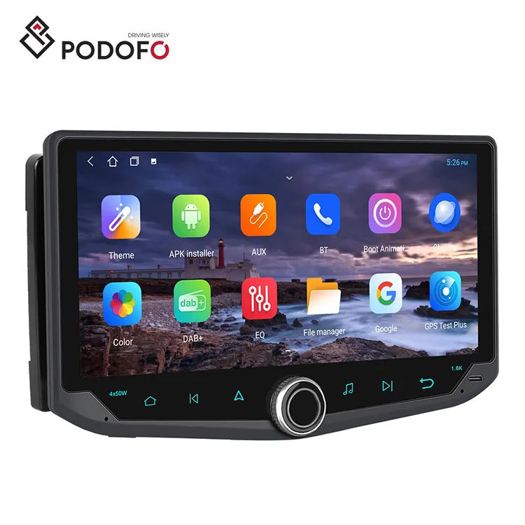 Podofo 10.88 ''Màn hình Android 13 đài phát thanh xe 2 DIn 4 core 2 + 32GB xe Stereo Carplay Android tự động đầu-lắc Wi-Fi GPS BT DSP