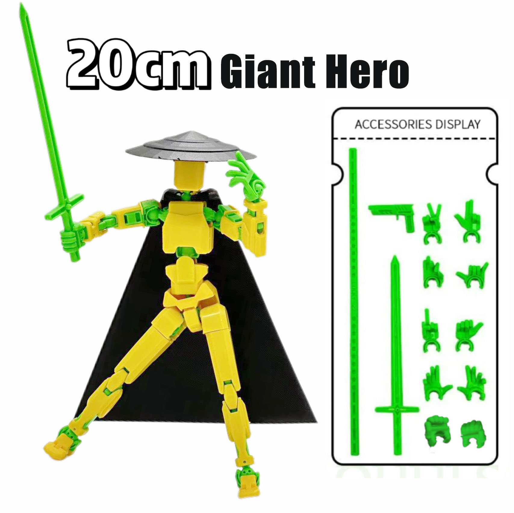 Grand voyage du héros de 20 cm-jaune vert