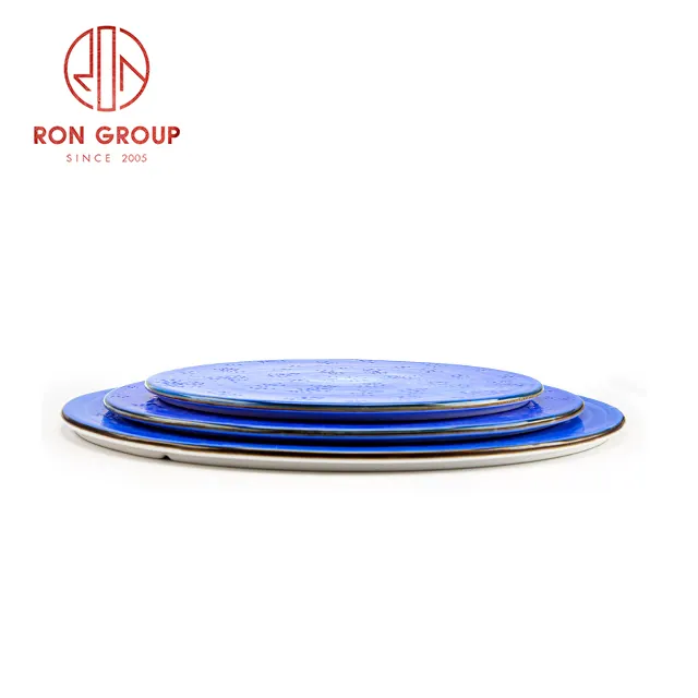 Professionele Groothandel Porseleinen Blauw Diner Set Indian Diner Sets Keramische Plaat Bruiloft Borden Sets Serviesgoed