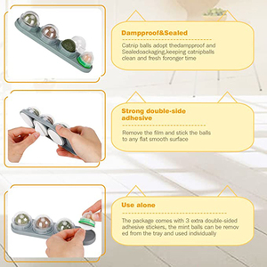 Bolas de hierba gatera 4 en 1, juguete de hierba gatera para gatos, bolas comestibles giratorias, bolas comestibles de hierba gatera autoadhesivas saludables naturales - Product Image 3
