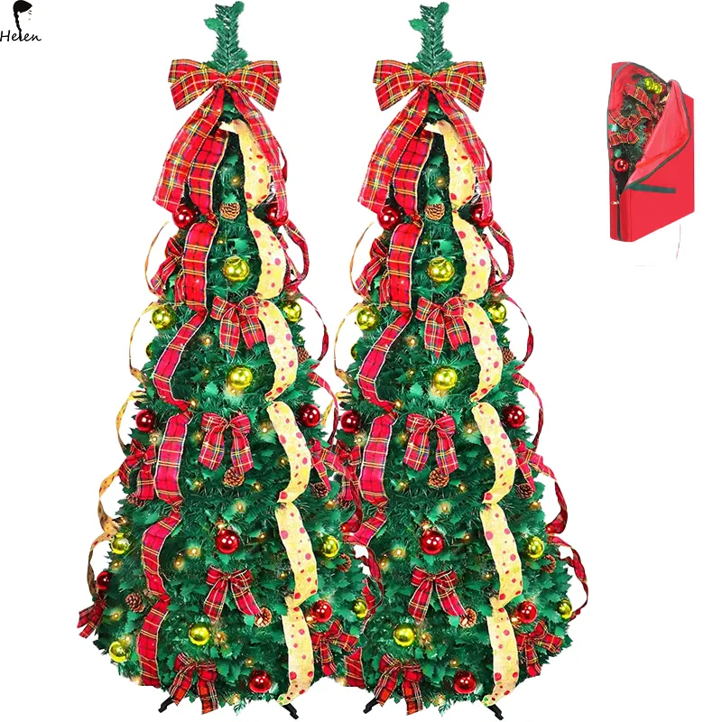 Popular en forma de pagoda en espiral plegable, abeto navideño, Poinsettia, árbol extraíble
