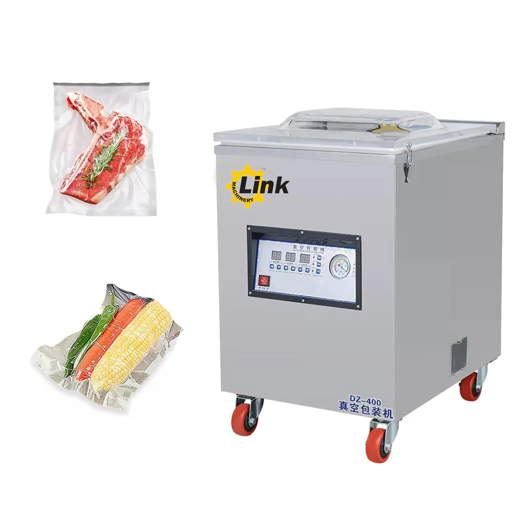 Link Merk Best Verkopende Food Grade Automatische Verzegelde Tas Gebraden Kip Steak Tomaat Vacuüm Verpakking Machine