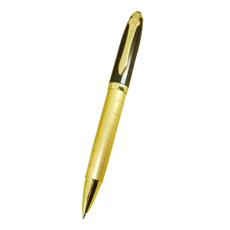 Bolígrafos de marca famosa para oficina y escuela, bolígrafos dorados chapados, bolígrafos de promoción con logotipo personalizado