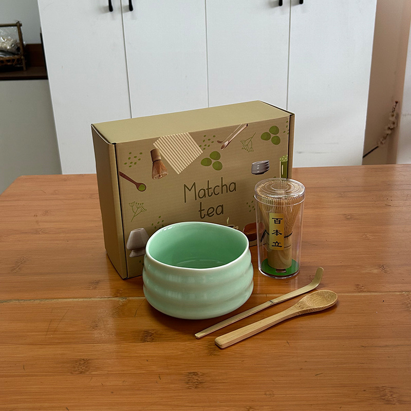 Juego de cuatro piezas de té de tazón verde (tinglan)