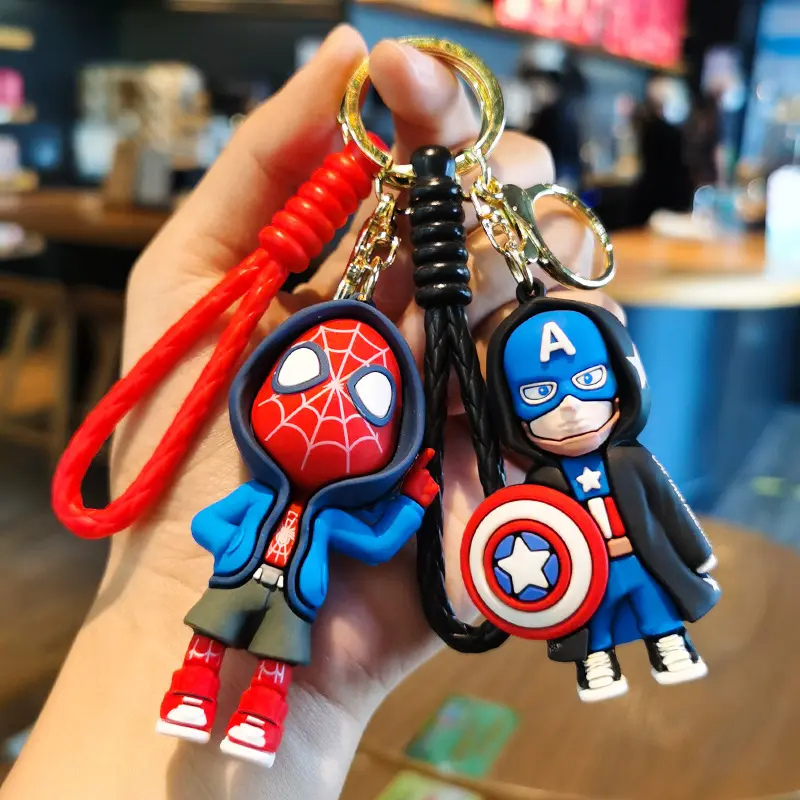 Nhà Máy Bán buôn Marvel Đội Trưởng Mỹ Spider-Man Keychain Avengers đồ chơi Silicone Keychain