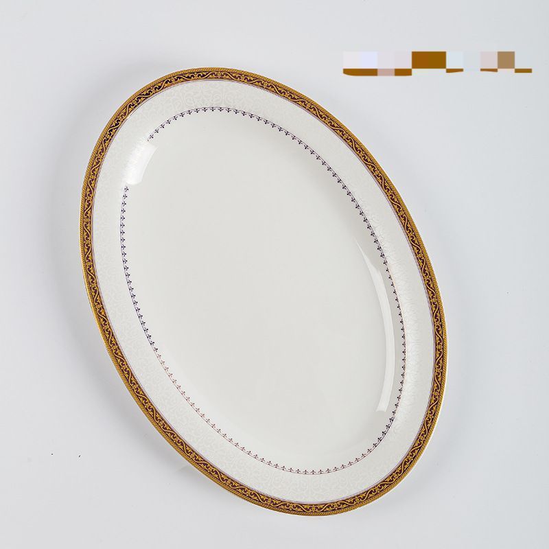 Plato de pescado de 12 pulgadas con borde de oro blanco