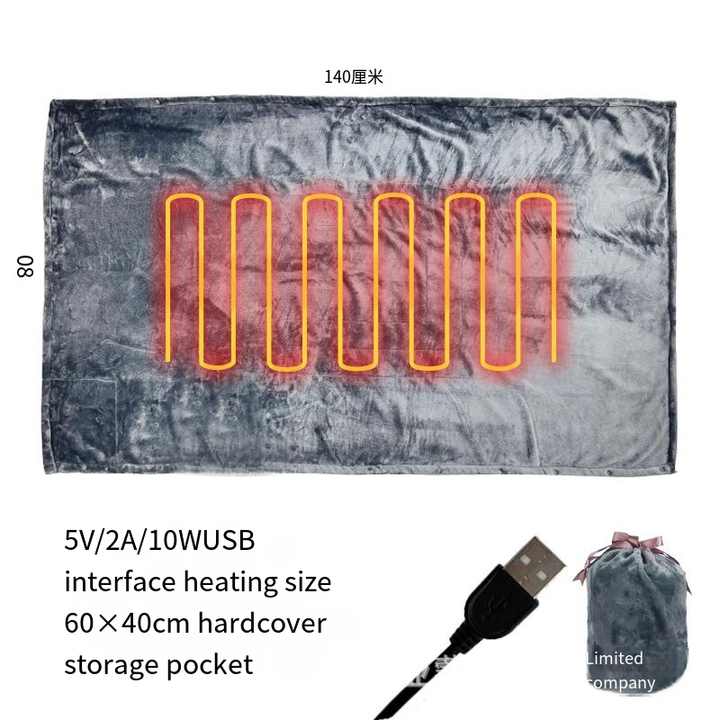 Selimut listrik Usb, Bank pengisi daya mobil 5v asrama luar ruangan, selimut hangat plat listrik jubah pemanas benar-benar aman