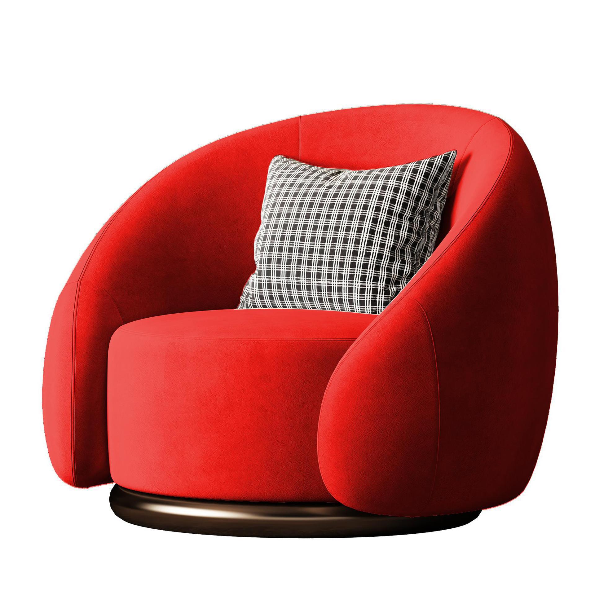 Single chair (bright red frosted velvet)