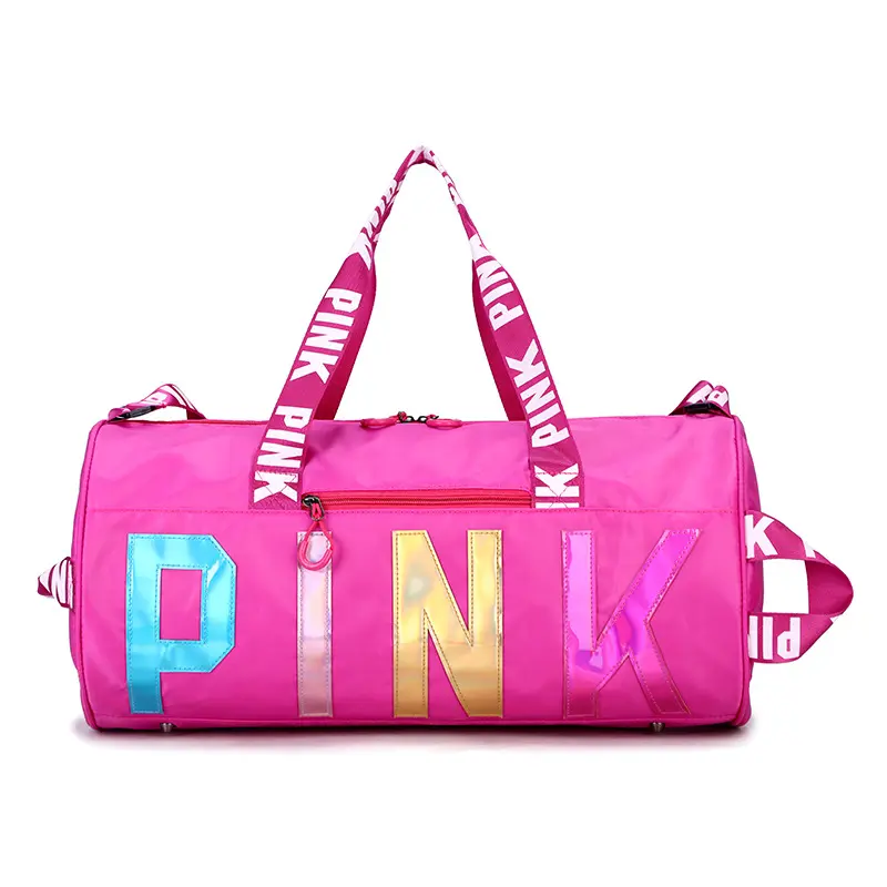 Großhandel benutzer definierte Mode Logo faltbare Sport Gym Frauen Herren wasserdichte Reisetasche rosa Reisetasche Reisetasche