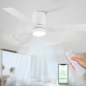 Controllo vocale intelligente Tuya Alexa Google 42 pollici 48 pollici 52 pollici compensato 3 pale <span class=keywords><strong>Led</strong></span> ventilatore da soffitto con luce - Product Image 1