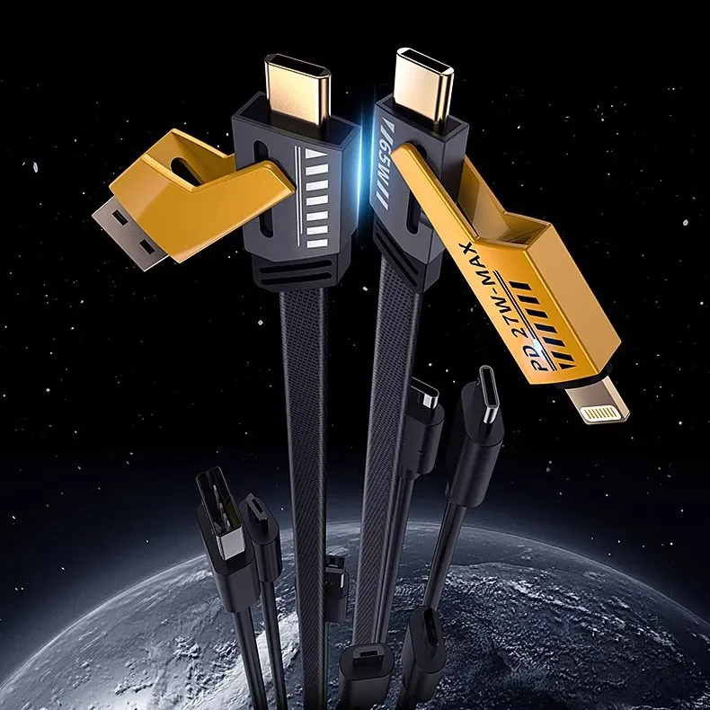 كابل بيانات متعدد الوظائف لنقل البيانات USB للشحن السريع 4 في 1 كابلات لنقل البيانات لشحن الهاتف