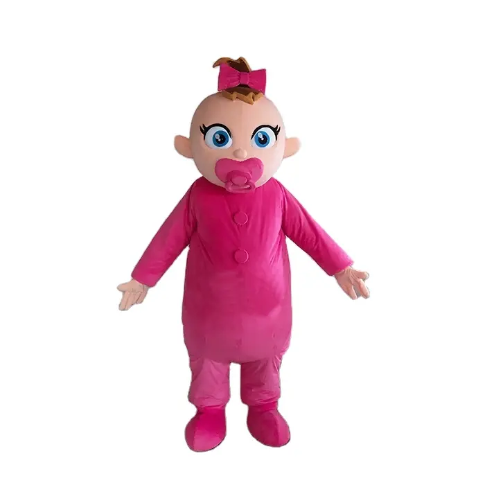 Personaje de dibujos animados para adultos, disfraz de Mascota de bebé rosa y azul para fiesta