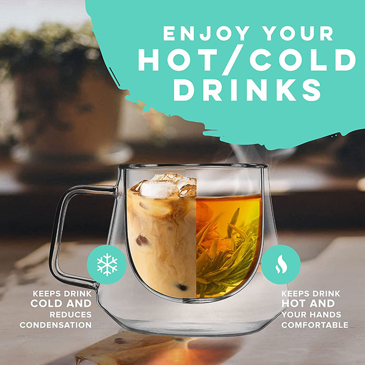 200ml New Style  Double Wall Insulated Glass Tumbler Pyrex Glass Coffee Mugs Tea Cups